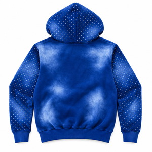 Conjunto de Sudadera con Capucha y Pantalones Cortos de Algodón 100% de Alto Gramaje, Estilo Urbano Unisex, Vintage, Desgastado, Lavado Ácido, con Pedrería - Product Image 4