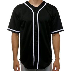 Stylish Black Blank Baseball Jersey Streetwear Style Polyester <b>Mesh</b> <b>Shirt</b> for Custom Printing and Hip Hop Fashion - Product Image 1