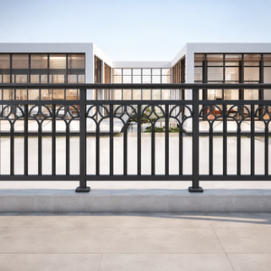 Barandilla de Balcón de Metal Negro, Diseño de Arco Decorativo, Valla para Terraza Exterior, Barandilla de Seguridad Moderna para Uso Comercial en Viviendas y Villas - Product Image 1