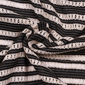 Tela a Rayas con Encaje de Crochet, Transpirable, Ligera, Elegante, con Adornos Florales en Blanco y Negro, Material Premium, Vestido de Moda para Niñas - Product Image 2