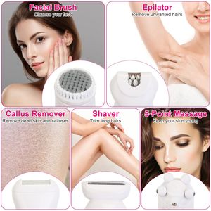 Kit Depilador Corporal Eléctrico 5 en 1 para Mujer, Set de Aseo Recargable con Afeitadora, Cepillo Facial, Removedor de Callos y Masajeador de 5 Puntos - Product Image 2