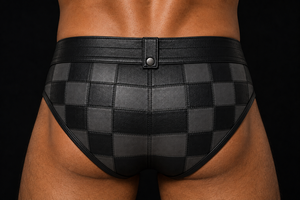 Calzoncillos de Cuero Genuino para Hombre, Negros con Diseño a Cuadros, de Lujo, Personalizados, OEM, ODM, Fabricante Mayorista - Product Image 2