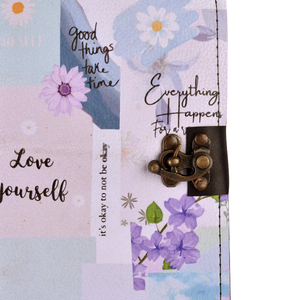 Journal esthétique floral fait main |   Carnet à cadenas vintage A5 avec citations | 100 journaux en papier pour la journalisation et la réflexion personnelle - Product Image 2