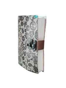 Floral Embossed Leather Journal with Antique <b>Lock</b> – Refillable Writing Notebook, Travel <b>Diary</b>, Sketchbook, Gift for Writers - Product Image 3