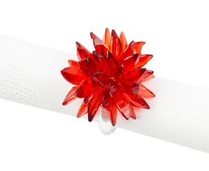 Flower Shape Acrylic Napkin Ring <b>Red</b> 5 Cm Width Party Table Decoration - Product Image 3