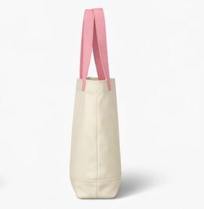 Canvas Tote <b>Bag</b> With Red Haired Woman And Pink Flowers Design <b>Medium</b> Size Daily Use Handheld Shopping <b>Bag</b> - Product Image 5