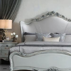 Oferta Especial: Juego de Dormitorio de Lujo Moderno y Clásico en Blanco Plateado, Cama Tapizada, Muebles Elegantes y Minimalistas para Hotel - Product Image 6