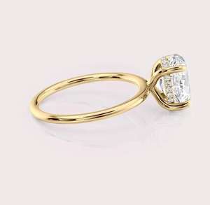 แหวนเพชรรูปไข่เจียรเลเซอร์ทรงโอวัล  ฝังแบบ Prong Set ชุบโรเดียม  ทองคำขาว/โรสโกลด์/เหลือง 14 กะรัต  สำหรับผู้หญิง  ได้รับการรับรองจาก IGI - Product Image 2