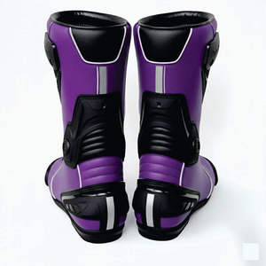 Bottes de moto unisexes violettes en cuir respirant, coupe-vent, grande taille, imperméables, pour toutes les saisons - Product Image 4