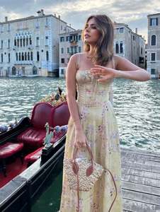 Vestido Largo 100% Lino, Verano 2026, para Fiesta de Noche, Sexy, con Cuello Cuadrado Profundo, Estampado Floral Vintage, Sin Mangas, Maxi Vestido - Product Image 4