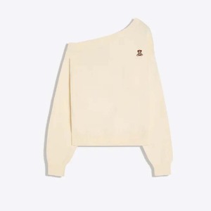 Women's <b>Off</b>-<b>Shoulder</b> Embroidered <b>Sweatshirt</b> Maroon Full Sleeve Star Patch Knitted Oversized Top Autumn Wear - Product Image 4