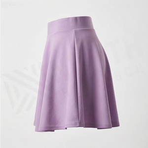 Jupe courte trapèze pour femme, taille élastique, plissée, décontractée, respirante, en spandex et polyester, couleur unie, toutes saisons - Product Image 3