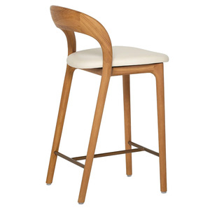 Wooden Bar Chair High Back <b>Padded</b> Seat Solid Wood Counter <b>Stool</b> Modern Bar Seating for Home Bar - Product Image 5
