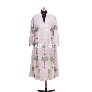 Robe longue pour femme 100% coton faite à la main, imprimé floral au bloc, taille naturelle, lavable, style décontracté élégant, idéale pour les fêtes et les demoiselles d'honneur - Product Image 6