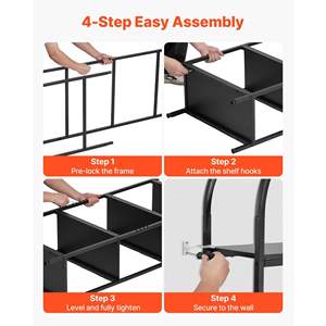 Open Bookshelf 4-Tier Arched Bookcase Storage <b>Shelves</b> Industrial Metal Frame Book Organizer Freestanding Display Rack <b>Tall</b> - Product Image 5