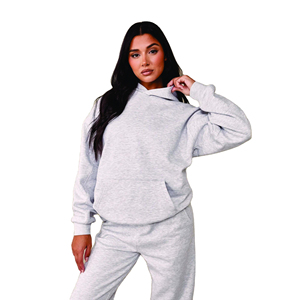 Survêtement réversible en molleton de coton pour femme, grande taille, à capuche, uni, avec logo personnalisé, idéal pour l'hiver et le sport – Vente en gros de haute qualité - Product Image 5