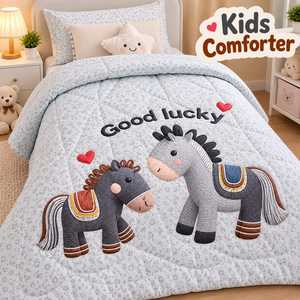Kids Comforter Set Soft <b>Quilted</b> Children Bedding Cute Cartoon Animal Design Nursery Toddler Bedroom Warm Cozy Reversible - Product Image 5