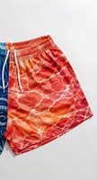 Summer Sun Coast Wear Sublimation Print Patterns Screen Printed Brand logo Drawstring Elastic Waistband Mesh Footy Shorts Men