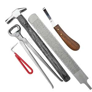 Kit d'outils de fermeur professionnel avec coupe-ongles à sabots de 12 pouces en acier inoxydable, couteau à sabots à lame étroite, marteau de fermeur, râpe, lime et crochet de base - Product Image 4