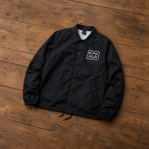 Chaqueta Deportiva Negra para Hombre con Estampado del Número 23, Chaqueta de Nailon Casual Resistente al Viento, Corte Regular, Cuello Camisero, para Otoño - Product Image 3