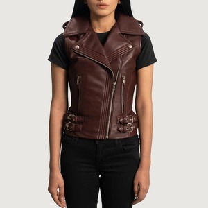 Chaleco de Cuero Genuino Tejido a Mano para Mujer, Corte Ajustado, Resistente al Viento, Ecológico - Product Image 1
