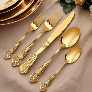 Ensemble de couverts de luxe en acier inoxydable doré, finition miroir, couteau, fourchette, cuillère, vaisselle, couverts pour mariage, fête, à prix abordables - Product Image 4