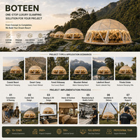 Tente Dôme de Luxe BOTEEN pour Glamping, Villa, Hôtel, Resort, Membrane Tensile 950G, 12x12x4.9M, Connecteurs en Tube d'Acier Galvanisé 50x70mm