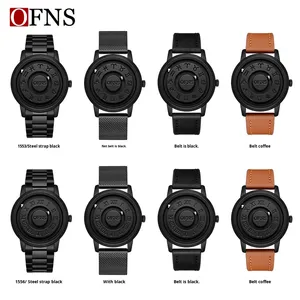 Magnetic Ball Bearing <b>Watch</b> Cool <b>Black</b> Technology Mirrorless 30M Waterproof Quartz <b>Watch</b> Luxury Box Set - Product Image 4