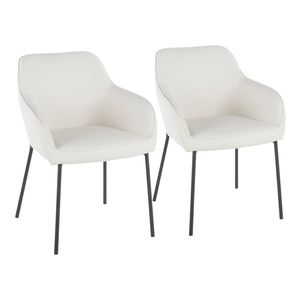 Set di 2 Sedie da Pranzo Contemporanee Daniella in Metallo Nero e Tessuto Crema, Seduta Moderna per Casa o Ufficio - Product Image 1