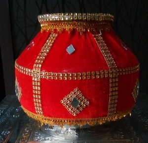 Adorno de Espejo con Cuentas de Terciopelo, Diseño Personalizado, Tamaño Personalizado, Decoración Punjabi Jago para Boda en Color Marrón Dorado, Nueva Llegada - Product Image 4