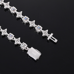 Bracelet tennis en moissanite avec pierres rondes et maillons étoile, bracelet scintillant en argent, bijoux de luxe pour femme, cadeau élégant et tendance - Product Image 6