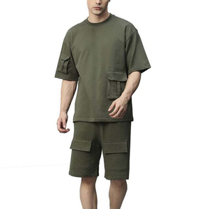 Conjunto de Camiseta y Pantalones Cortos de Punto Casual de Verano para Hombre, Diseño Nuevo de Alta Calidad, 100% Poliéster, Ligero, Transpirable, de Secado Rápido, Ropa Urbana - Product Image 1