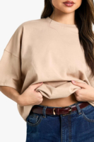 Camisetas de Diseño Original de Lujo Unisex para Mujer, Personalizadas, Holgadas, con Estampado de Batik en Mezclilla, Rayón Ecológico, con Cierre de Cremallera y Spandex, OEM