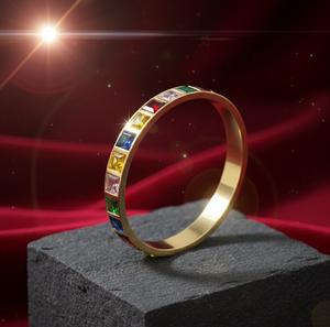 Bracelet élégant pour femme en argent 925 plaqué or 18 carats avec pierres multicolores carrées de 7 mm, 20 grammes, bracelet en pierres précieuses colorées - Product Image 3