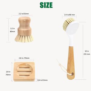 <b>Wooden</b> Dish <b>Brush</b> with Natural Bristle Handle Soft Scrubber Kitchen Cleaning <b>Brush</b> for Dishes and Vegetables - Product Image 4