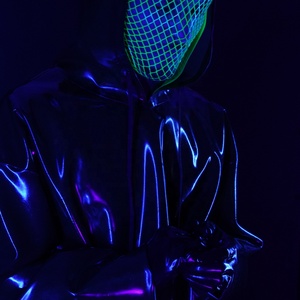 Haut court à manches longues en latex métallisé brillant pour filles, style clubwear, pull court sexy, sweat à capuche brillant avec ceinture, sweat à capuche en latex - Product Image 2