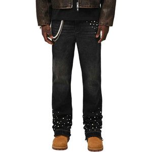 Experience The Perfect Of High End Fashion With Intricate Stone <b>Work</b> On Our Exclusive Rhinestone Denim <b>Jeans</b> Pants For Men's - Product Image 2