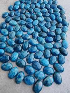 พลอยอะพาไทต์นีออนธรรมชาติทรงรีสีน้ำเงินแบบคาโบชอง ขนาดปรับเทียบแล้ว สำหรับทำเครื่องประดับ คริสตัลบำบัด - Product Image 5