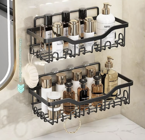 Bathroom Shower Caddy 5 Pack Rustproof Carbon Steel Shower Organizer <b>Corner</b> <b>Shelves</b> Soap Rack with Hooks Storage Set - Product Image 2