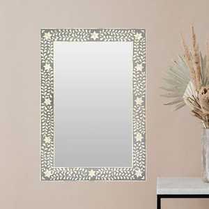Article très demandé : Cadre de miroir rond en os incrusté, motif écaille de poisson noir, pour décoration murale décorative - Product Image 2
