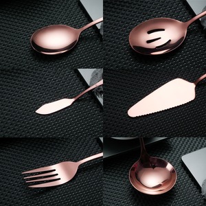 Ensemble de couverts en or rose, finition mate, design minimaliste, résistant à la rouille, couverts en métal pour les dîners de mariage - Product Image 5