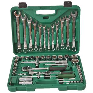 Ensemble d'outils mécaniques de 61 pièces, jeu de douilles à cliquet de 1/2" et 1/4" avec douille hexagonale de 17 mm et clés à cliquet - Product Image 6