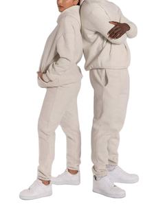 Ensembles de vêtements de sport de luxe écologiques 100% coton pour hommes, pantalons de survêtement légers de grande taille et survêtement à capuche - Product Image 4