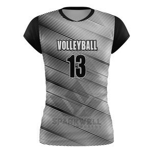 เสื้อวอลเลย์บอลลายทางสำหรับผู้หญิง แขนสั้น คอกลม ระบายเหงื่อได้ดี ทรงพอดีตัว สำหรับเล่นกีฬาทุกฤดู - Product Image 1