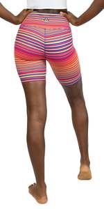 Shorts de sport tricotés rayés taille haute pour femme, respirants, en Spandex et Polyester, coupe sportive, taille élastique - Product Image 4