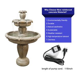 48 pollici all'aperto pavimento di cemento fontana di acqua con pompa elettrica sommergibile per giardino Patio prato decorazione per la casa - Product Image 6