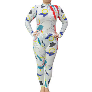 Traje de Yoga de una Pieza con Estampado Geométrico Abstracto, Manga Larga, Cuello Alto, Mono Deportivo, Estampado Completo, Elástico - Product Image 1