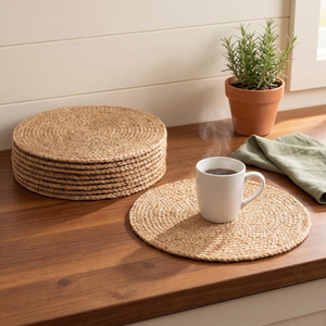 Ensemble de 6 sets de table en jute naturel, rondes de 13 pouces, tressées en rotin, pour une décoration de table bohème et rustique - Product Image 3