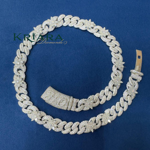 Moissanite <b>Statement</b> <b>Necklace</b> S925 Silver Link Chain Flower Design Luxury Unisex Everyday Wear - Product Image 2