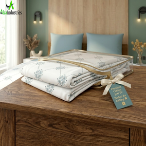 Super King Size 120x120* Pure Cotton | <b>Set</b> White Gold Printed <b>Bedding</b> <b>Set</b> with 2 Pillow Covers Soft Breathable Quality Bedsheet - Product Image 5